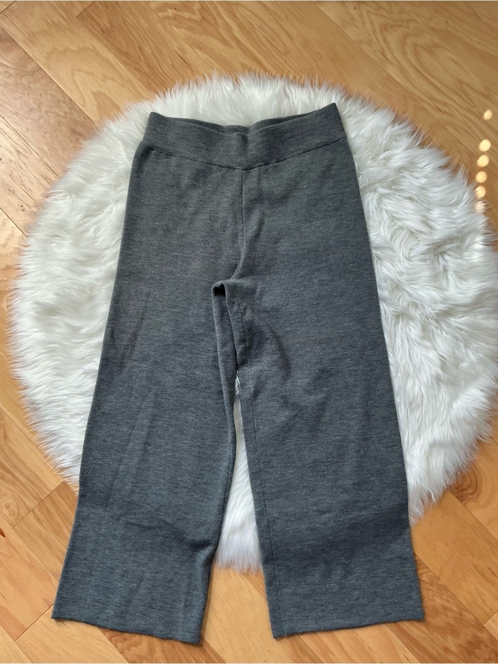 Ann Taylor Gray Cropped Knit Wool Blend Wide-Leg Pants Size Medium